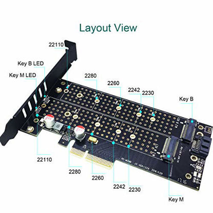 Picture of GLOTRENDS M.2 PCIe NVMe or PCIe AHCI SSD to PCIe 3.0 x4 and M.2 SATA SSD to SATA III Adapter Card (PA07)