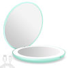 Picture of wobsion Rechargeable Compact Mirror,1x/10x Magnification Compact Mirror with Light,Dimmable Small Travel Makeup Mirror,26 LEDs,Portable Mirror for Handbag,4in Handheld Mirror,Gifts for Girls,Cyan