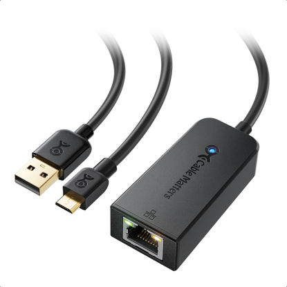 Picture of Cable Matters Micro USB to Ethernet Adapter Up to 480Mbps for Streaming Sticks Including Chromecast, Google Home Mini and More - Not Compatible with Roku Device