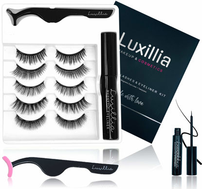 Picture of Luxillia Magnetic Eyelashes with Eyeliner, Most Natural Looking Magnetic Lashes Kit with Applicator, Best 8D, 3D Look, Reusable Fake Eye Lash, No Glue, Strongest Waterproof Liquid Liner