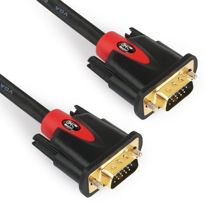 Picture of VGA Cable 50Feet,SHD VGA to VGA Monitor Cable HD15 SVGA for PC Laptop TV Projector Black and Red Color