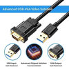 Picture of Herfair USB to VGA Adapter Cable, 1080P@60Hz USB 3.0 to 15Pin VGA D-sub Converter Male to Male USB to SVGA Adapter for Monitor, PC, Laptop, Projector Support Windows/MacOS System (6.56Ft)