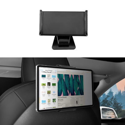 Picture of BASENOR Tesla Model Y Model 3 Model S Model X LR/Plaid Tablet Holder, Headrest Tablet Mount Headrest Stand Cradle Accessories