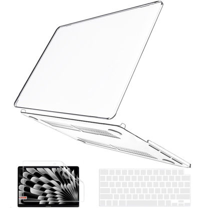 Picture of B BELK Compatible with MacBook Air 15 inch Case 2023 Release M2 Chip Model A2941 with Touch ID Retina Display, Plastic Laptop Hard Shell Case + Keyboard Cover + Screen Protector, Crystal Clear