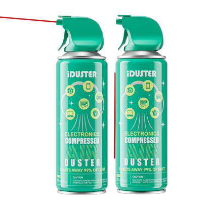 Picture of iDuster Disposable Compressed Air Duster, Computer Cleaner, 10 oz (2 Pack)