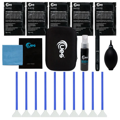 Picture of UES DSLR Camera Sensor and Lens Cleaning Travel Kit: Full-Frame Sensor Cleaning Swab, Cleaner, Air Blower, Microfiber Cloth, Lens Cleaning Pen, Lens Paper