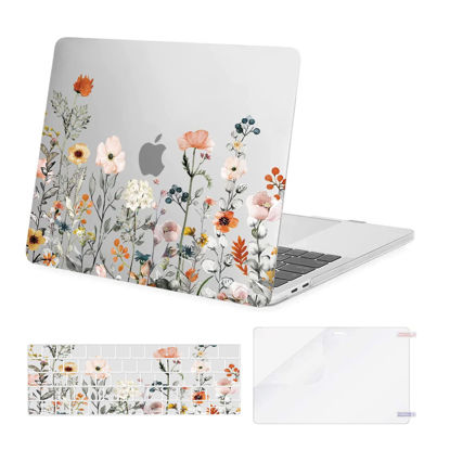 Picture of MOSISO Compatible with MacBook Pro 13 inch Case 2023, 2022, 2021-2016 M2 M1 A2338 A2251 A2289 A2159 A1989 A1708 A1706, Plastic Garden Flowers Hard Case&Keyboard Cover&Screen Protector, Transparent