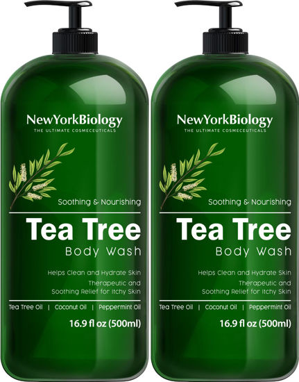 Picture of New York Biology Tea Tree Body Wash for Men and Women - Moisturizing Body Wash Helps Soothe Itchy Skin, Jock Itch, Athletes Foot, Nail Fungus, Eczema, Body Odor and Ringworm - 16 Fl oz - Pack of 2