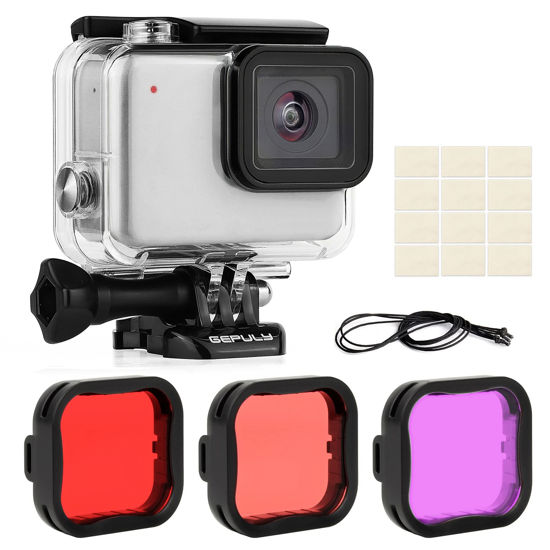 Picture of GEPULY Waterproof Housing Case Filter Kit for GoPro Hero 7 White Hero7 Silver Camera 40M Underwater Diving Housing Case + Red Filter + Light Red Filter + Magenta Filter + Anti-Fog Inserts