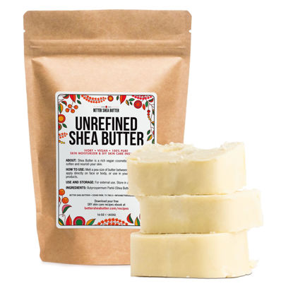 Picture of Better Shea Butter Raw Shea Butter - 100% Pure African Unrefined Shea Butter for Hair - Skin Moisturizer for Face, Body and for Soap Making Base and DIY Whipped Lotion, Oil and Lip Balm - 1 lb Block