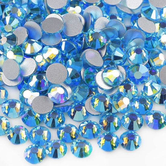 Picture of Yantuo Aquamarine AB Rhinestones Flatback SS20, 5mm 10gross/1440pcs Blue Crystal AB Non Hotfix Rhinestone,Bling Glass Gems Stone for DIY Crafts, Nail Art,Shoes,Makeup