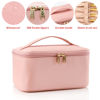 Picture of OCHEAL Pink Makeup Bag,Travel Makeup Organizer Bag, Large Capacity Cosmetic Bags For Women Large Travel Toiletry Bag Girls Traveling With Brush Slot And Divider