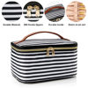 Picture of OCHEAL Striped Makeup Bag,Travel Makeup Organizer Bag, Large Capacity Cosmetic Bags For Women Large Travel Toiletry Bag Girls Traveling With Brush Slot And Divider