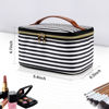 Picture of OCHEAL Striped Makeup Bag,Travel Makeup Organizer Bag, Large Capacity Cosmetic Bags For Women Large Travel Toiletry Bag Girls Traveling With Brush Slot And Divider