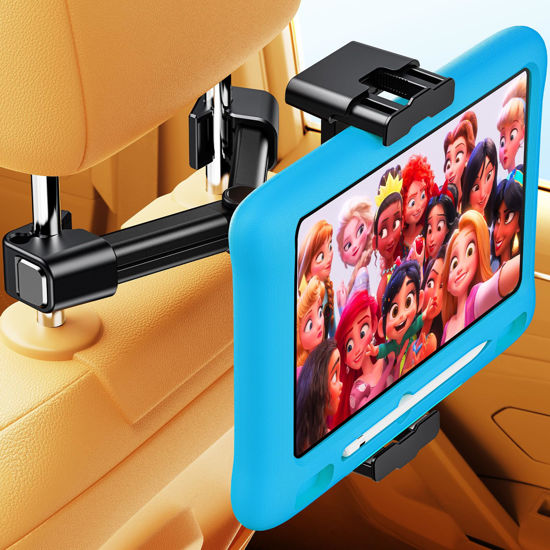 Picture of TAZENI Thick Case Tablet Holder for Car Mount Backseat Headrest Tablet Car Holder Mount - Car Fit Tablet Holder Back Seat Car Travel Road Trip Essentials Kids-Black