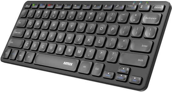 Picture of Arteck Universal Multi-Device Bluetooth Keyboard Ultra Slim and Compact Wireless Bluetooth Keyboard with Media Hotkeys for Windows iOS iPad OS Android Computer Desktop Laptop Surface Tablet Smartphone