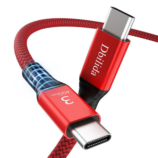 Picture of Dbilida for Thunderbolt 3 Cable 40Gbps 1.6ft, Nylon Braided USB C to USB C Cable with 100W PD, 20V 5A Charging/Single 5K@60Hz Monitor Compatible with eGpu, Type-C MacBooks, Docking, Hub, SSD and More