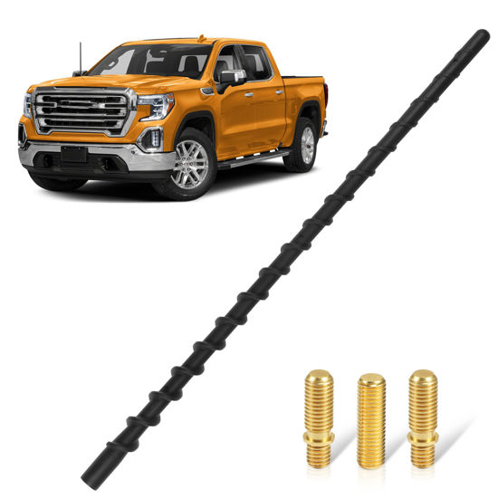 Picture of KSaAuto 13" Spiral Stubby Car Truck Antenna for GM Chevy Silverado 1500 2500 3500 HD Traverse Equinox GMC Sierra 1500 2500 3500 Denali Heavy Duty Acadia Terrain Accessories(M7 Thread with 3 Screws)