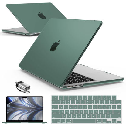 Picture of IBENZER Compatible with M2 2023 2022 MacBook Air 13 inch case, Model A2681, Hard Shell Case & Keyboard Cover & Screen Film& Type-C Adapter for New M2 Mac Air 13.6 in, Midnight Green, AT13-KK-MTGN+2TC