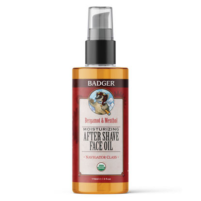 Picture of Badger - After-Shave Face Oil, Bergamot & Menthol, Moisturizing Aftershave Oil, Natural After Shave Face Oil for Men, 4 fl oz Glass Bottle