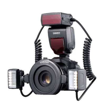 Picture of YONGNUO YN-24EX Macro Ring Flash Speedlite with 2 Flash Head 4 Adapter Rings for Canon, with MicroFiber Cloth