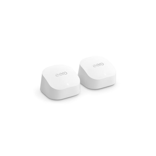 Picture of Amazon eero 6+ mesh Wi-Fi system | Fast and reliable gigabit speeds | connect 75+ devices | Coverage up to 3,000 sq. ft. | 2-pack, 2022 release