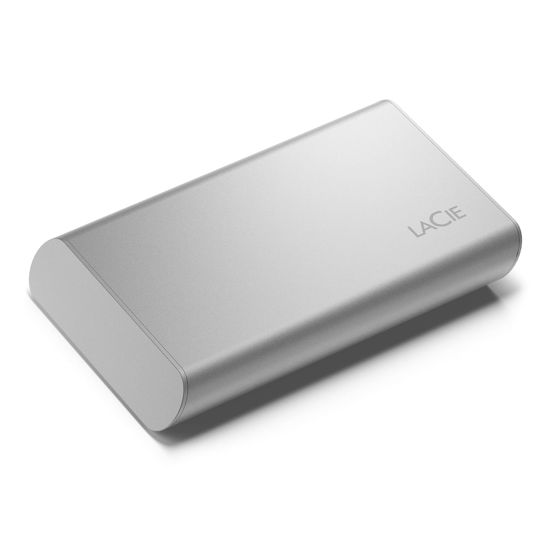 Picture of LaCie Portable SSD 2TB External Solid State Drive - USB-C, USB 3.2 Gen 2, speeds up to 1050MB/s, Moon Silver, for Mac PC and iPad, with Rescue Services (STKS2000400)