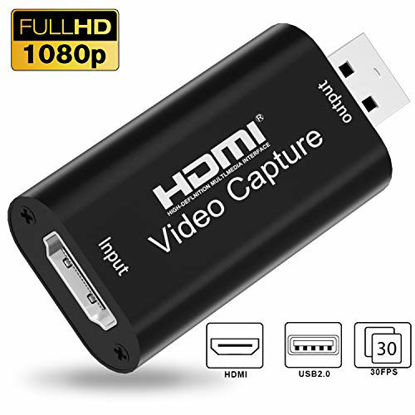 Picture of LENCENT Audio Video Capture Cards, HDMI to USB 3.0, HDMI Capture Device 1080P@60FPS, Record via DSLR Camcorder for High Definition Acquisition, Live Broadcasting and More, Game Capture Card