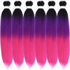 Picture of Ombre Purple Pink Braiding Hair Pre Stretched Crochet Braids Twist Kanekalon Braiding Hair Extensions