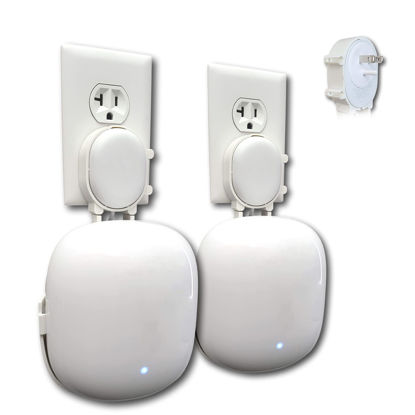 Picture of The Nest WiFi Pro Genie Wall Mount Outlet Holder Stand (2-Pack) | Lowest Profile | Open Access | No Messy Screws or Tape | Reinforced Support | Horizontal and Vertical Outlets