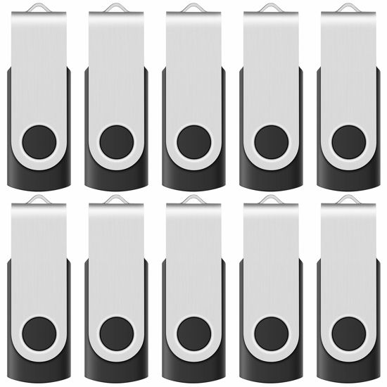 Picture of Bulk 10 Pack of Enfain 4GB USB 2.0 Black Flash Drives for File Backup and Transfer