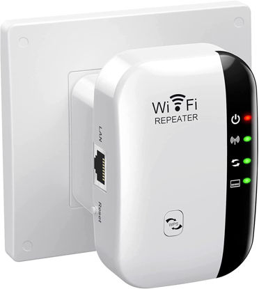 Picture of WiFi Extender, WiFi Signal Booster Up to 3000sq.ft and 26 Devices, WiFi Range Extender, Wireless Internet Repeater, Long Range Amplifier with Ethernet Port, 1-Tap Setup, Access Point, Alexa Compatible