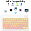 Picture of XIWMIX Ultra-Slim Wireless Bluetooth Keyboard-7 Colors Backlit Universal Rechargeable Portable Keyboard for Apple iPad Samsung Tablet iPhone Smartphone and Other iOS Android Windows Devices-White&Pink