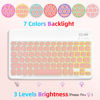 Picture of XIWMIX Ultra-Slim Wireless Bluetooth Keyboard-7 Colors Backlit Universal Rechargeable Portable Keyboard for Apple iPad Samsung Tablet iPhone Smartphone and Other iOS Android Windows Devices-White&Pink