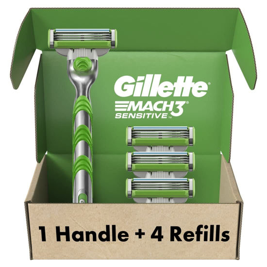 Gillette Mach3 Sensitive Razors for Men, 1 Razor, 5 Razor Blade Refills,  Designed for Sensitive Skin