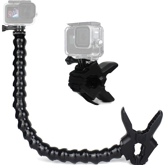 Picture of FiTSTILL Jaws Flex Clamp Mount with Adjustable Gooseneck 19-Section Compatible with Go Pro Hero 11,10. 9, 8, 7, 6, 5, 4, Session, 3+, 3, 2, 1, Max, Fusion, DJI Osmo Action Cameras