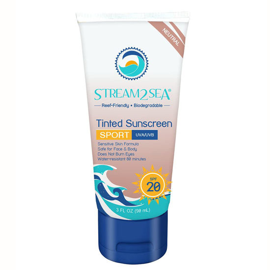 Picture of STREAM 2 SEA Tinted Sunscreen with SPF 20 All Natural, Biodegradable and Reef Safe, 3 Fl oz Travel Size Paraben Free Non Greasy and Moisturizing Sunscreen For Face, Body Protection Against UVA and UVB