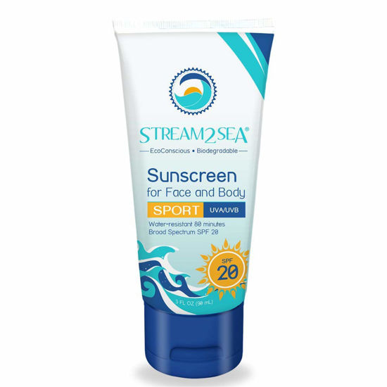 Picture of STREAM 2 SEA SPF 20 Mineral Sunscreen Biodegradable and Reef Safe Sunscreen, 3 Fl oz Paraben Free Non Greasy and Moisturizing Mineral Sunscreen For Face and Body Protection Against UVA and UVB