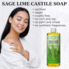 Picture of Carolina Sage Lime Castile Soap Liquid - Skin-Softening Olive Oil Soap Organic Body Wash - Pure Castile Soap Sage Lime Liquid Soap - Vegan Castile Soap Liquid (Sage Lime, 32 ounces)