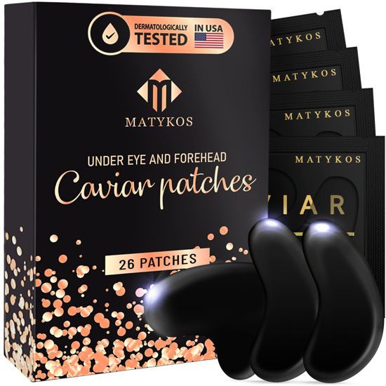 Picture of Caviar Under Eye and Forehead Patches - 26 PCS - Collagen and Hyaluronic Acid Pads that Helps Reducing Under Eye Puffiness, Wrinkles, and Dark Circles - NO Artificial Fragrance or Alcohol