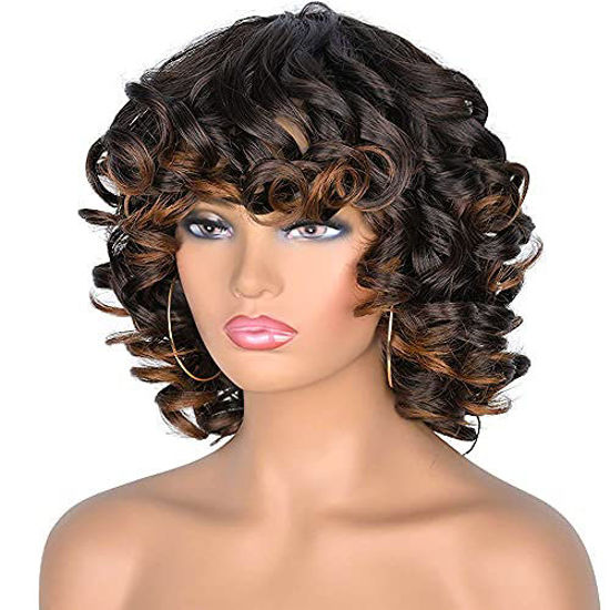 Short fluffy curly best sale wig