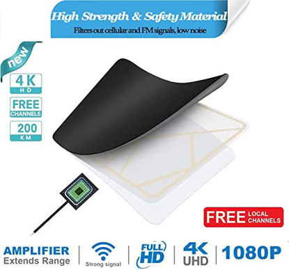 Picture of TV Antenna, 2021 Indoor Over 150+ Miles Amplified Long Range Access HDTV Freeview Antenna for All Types Built-in Tuner Home Smart TV/Radio-Support 4K 1080P HD/VHF/UHF Freeview&Local Channels