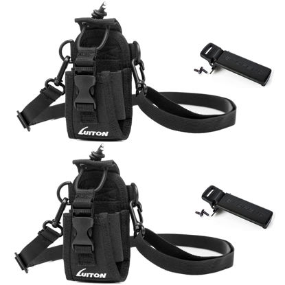 LUITON Radio Chest Harness with Reflective Strips Shoulder Holster Radio  Vest Holder Two Way Radio Vest Rig Walkie Talkie Case with Front Pack Pouch