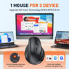 Picture of MEETION Ergonomic Mouse, Wireless Vertical Mouse RGB Backlit Rechargeable Mice for Bluetooth(5.2 + 3.0) & USB-A with USB-C Adapter 4 Adjustable DPI Compatible Mac/Windows/Andriod/PC/Tablet/iPad Black