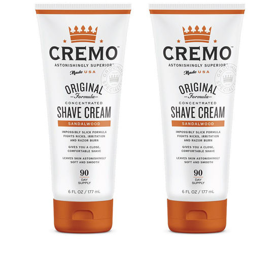 Picture of Cremo Barber Grade Sandalwood Shave Cream, Astonishingly Superior Ultra-Slick Shaving Cream Fights Nicks, Cuts And Razor Burn, 6 Fl Oz (2 Pack)