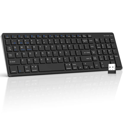 Picture of Wireless Keyboard, Bluetooth Keyboard with Number Pad, 2.4G+Bluetooth Full-Size Quiet Computer Keyboard for iPad 10.2(9th/8th/7th)/iPad Air 5th/4th/iPad Pro 11/12.9, iPad 10.5/9.7/iPad Mini (Black)