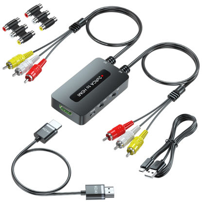 Picture of Dual RCA to HDMI Converter Support 4 : 3/16 : 9 Aspect Ratio Switch, 2 Port AV to HDMI, Double RCA Composite to HDMI for Connecting Two RCA Devices to One HDTV to Avoid Frequent Plugging/Unplugging