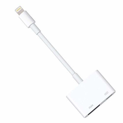 Picture of Lightning to Digital AV Adapter Lightning to HDMI Adapter 1080P with Lightning Charging Port for Select iPhone, iPad and iPod Models and TV Monitor Projector (White)