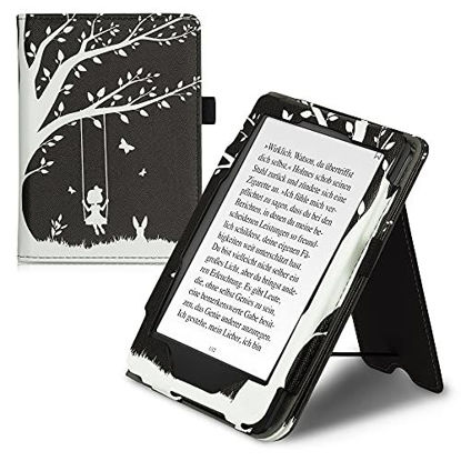 kwmobile Cover Compatible with Kobo Aura H2O Edition 2 Case - Stand + Strap  - Magnolias Pink/White/Dusty Pink