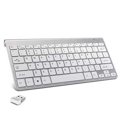 Picture of Mini USB Wireless Keyboard Small Computer Wireless Keyboards Slim Compact External Keyboard for Laptop Tablet/Computer/Desktop/PC/Laptop/Surface/Smart TV and Windows 10/8/ 7 by AODOOR,Silver